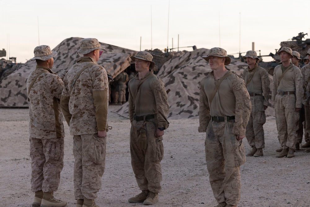 U.S. Marines with 3rd LAR meritoriously promote to corporal during NTC 26-05