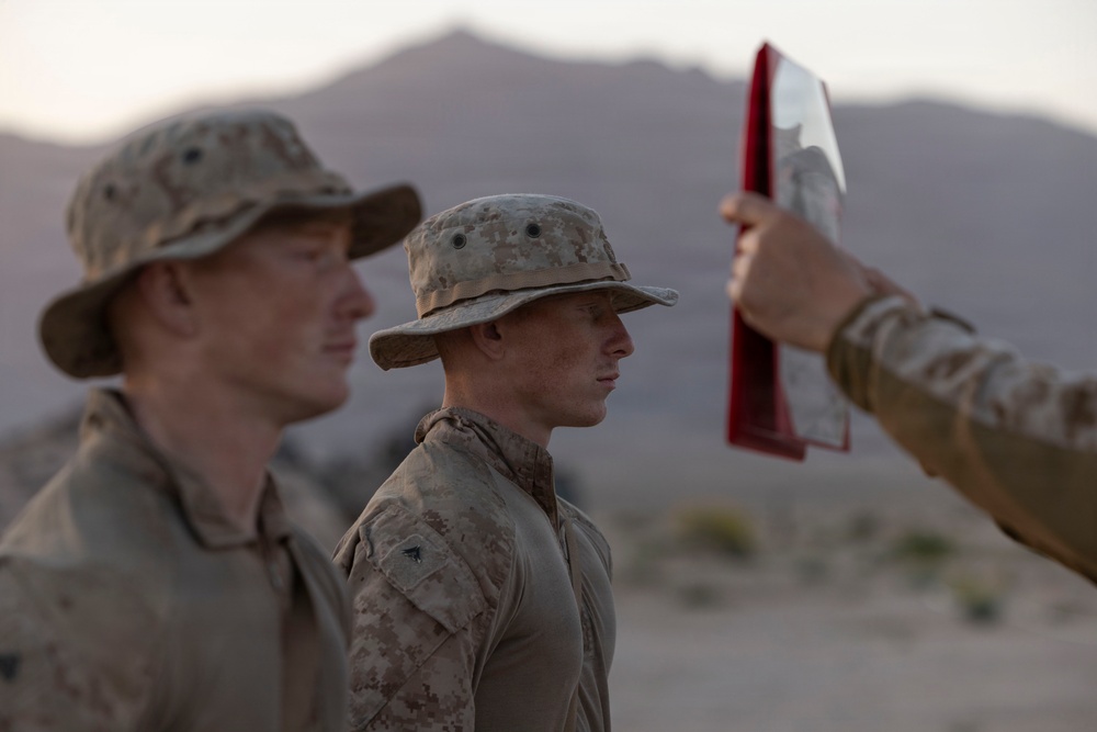 U.S. Marines with 3rd LAR meritoriously promote to corporal during NTC 26-05