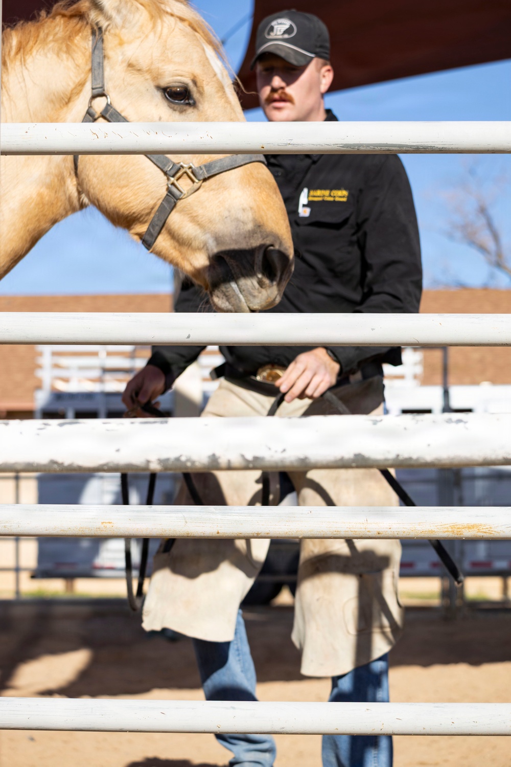 U.S. Marine Corps Mounted Color Guard conducts farrier work