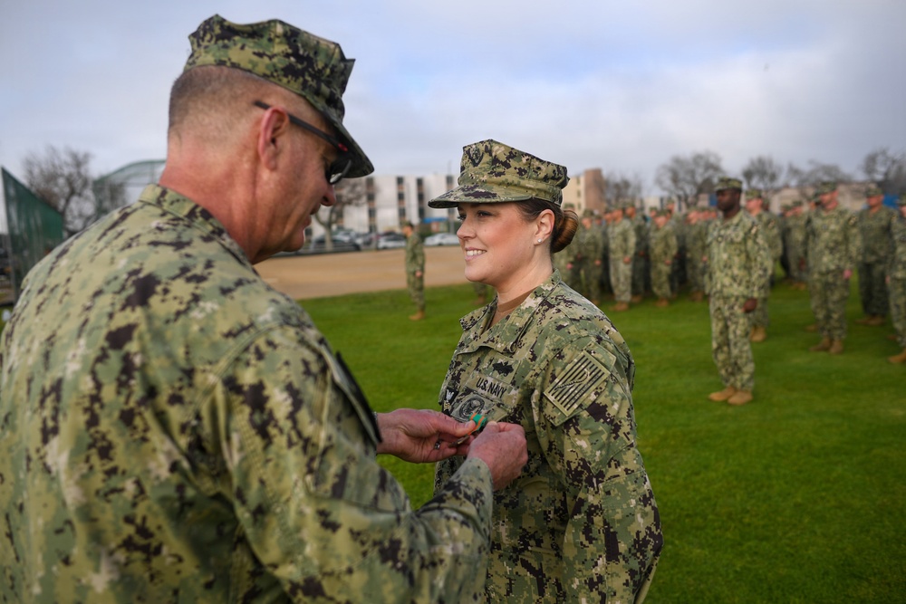 Equipment Operator 1st Class Alexia Gallardo receives NAM