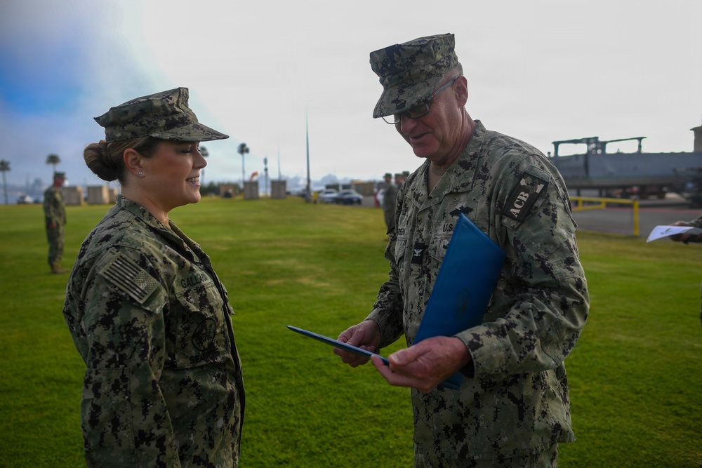 Equipment Operator 1st Class Alexia Gallardo receives NAM