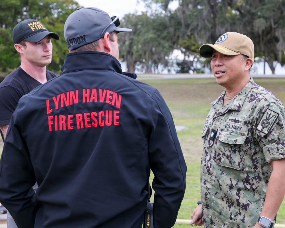 Naval Support Activity Panama City Fire and Emergency Services train with Lynn Haven Fire Rescue