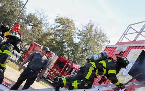 Naval Support Activity Panama City Fire and Emergency Services train with Lynn Haven Fire Rescue