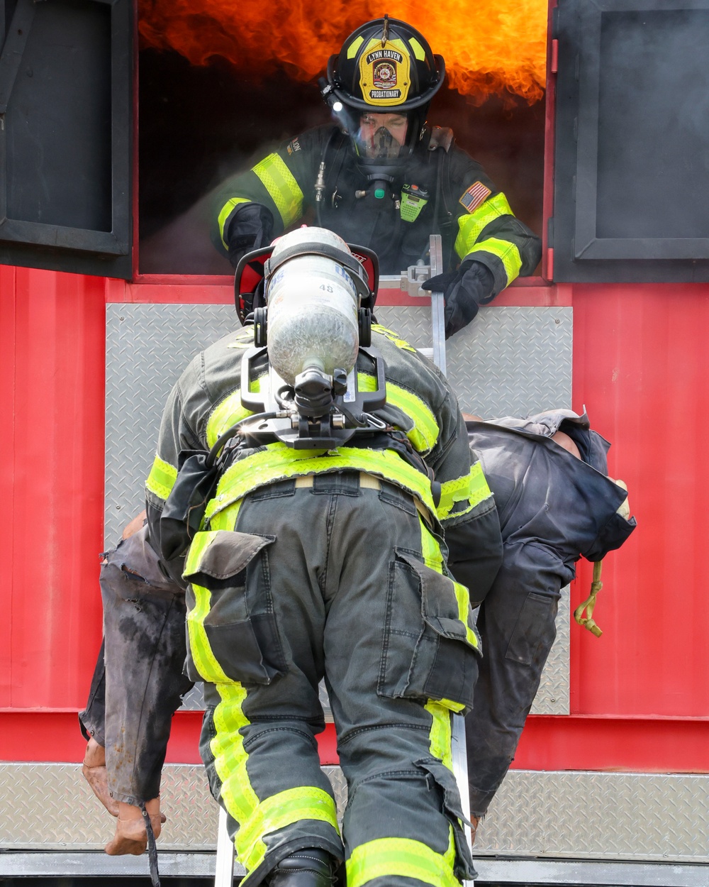 Naval Support Activity Panama City Fire and Emergency Services train with Lynn Haven Fire Rescue
