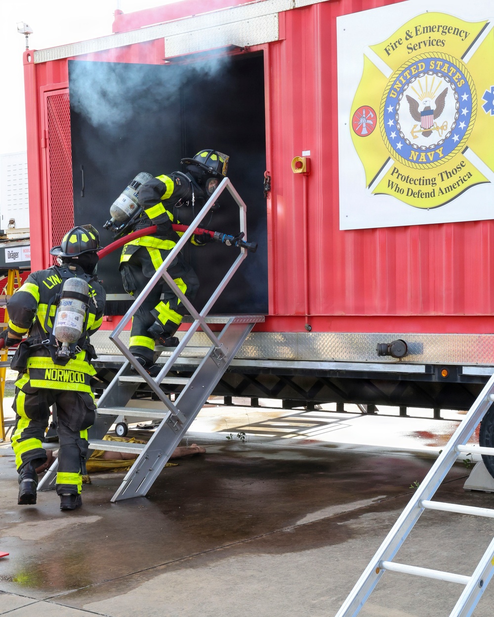 Naval Support Activity Panama City Fire and Emergency Services train with Lynn Haven Fire Rescue