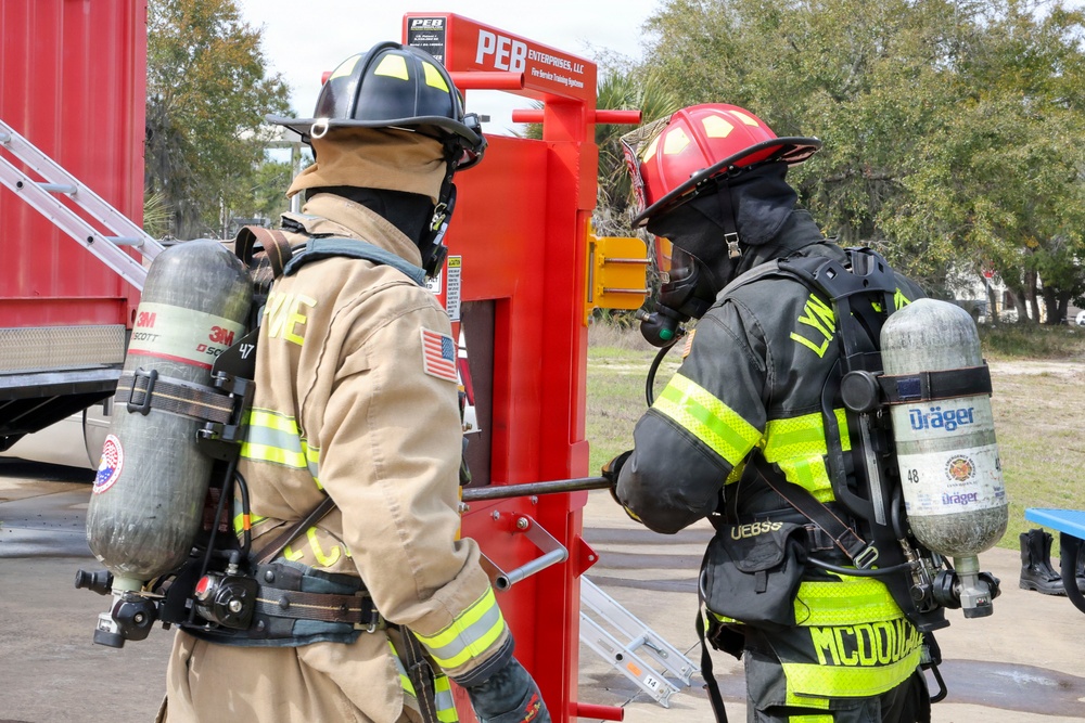 Naval Support Activity Panama City Fire and Emergency Services train with Lynn Haven Fire Rescue