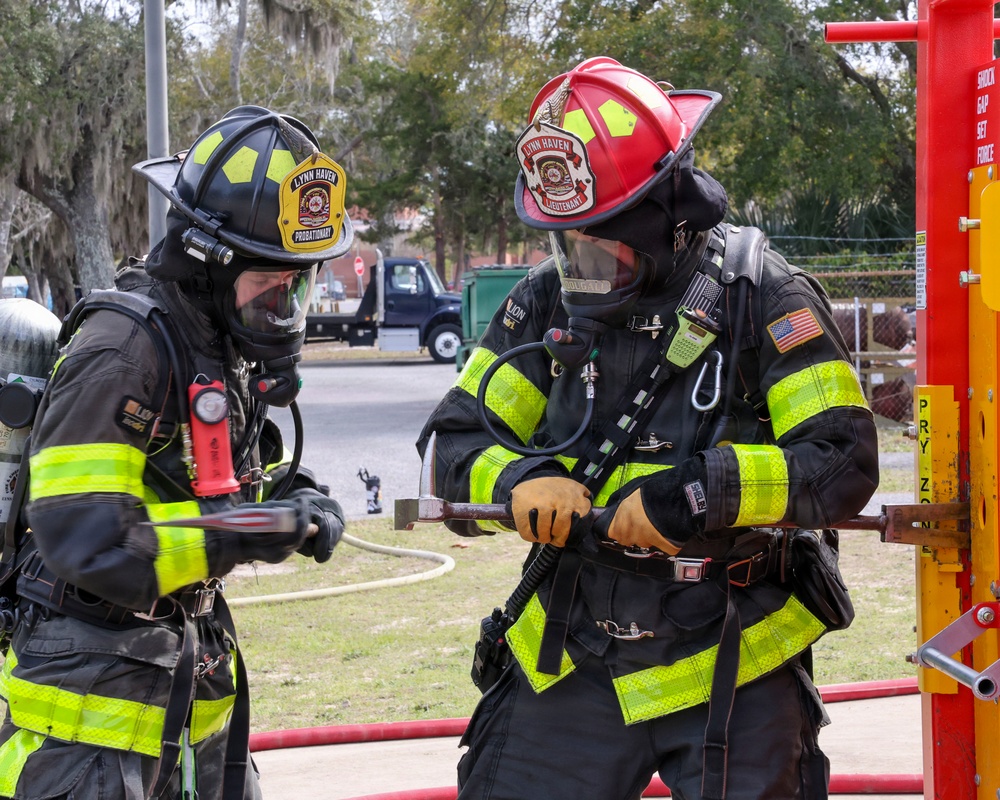 Naval Support Activity Panama City Fire and Emergency Services train with Lynn Haven Fire Rescue