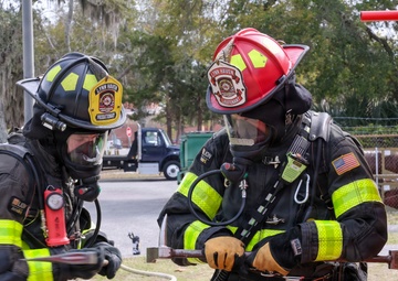 Naval Support Activity Panama City Fire and Emergency Services train with Lynn Haven Fire Rescue