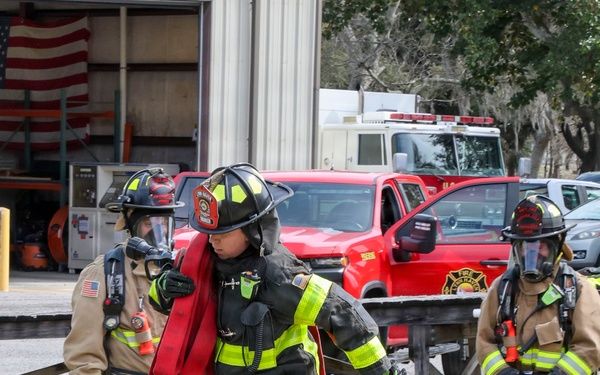Naval Support Activity Panama City Fire and Emergency Services train with Lynn Haven Fire Rescue