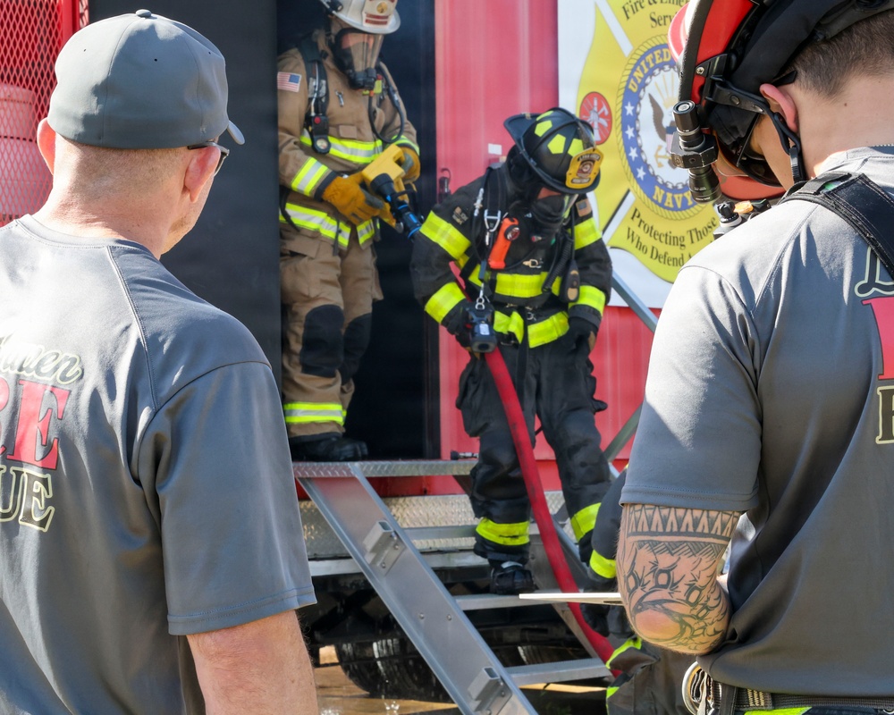 Naval Support Activity Panama City Fire and Emergency Services train with Lynn Haven Fire Rescue