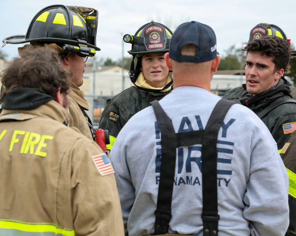 Naval Support Activity Panama City Fire and Emergency Services train with Lynn Haven Fire Rescue