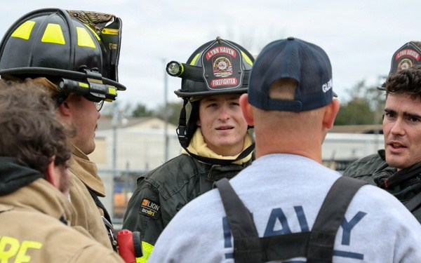 Naval Support Activity Panama City Fire and Emergency Services train with Lynn Haven Fire Rescue