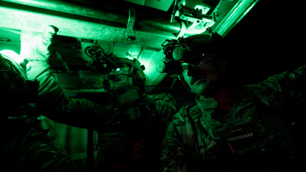 EOD Technicians Practice Nighttime Rappelling and Fast-Roping Techniques