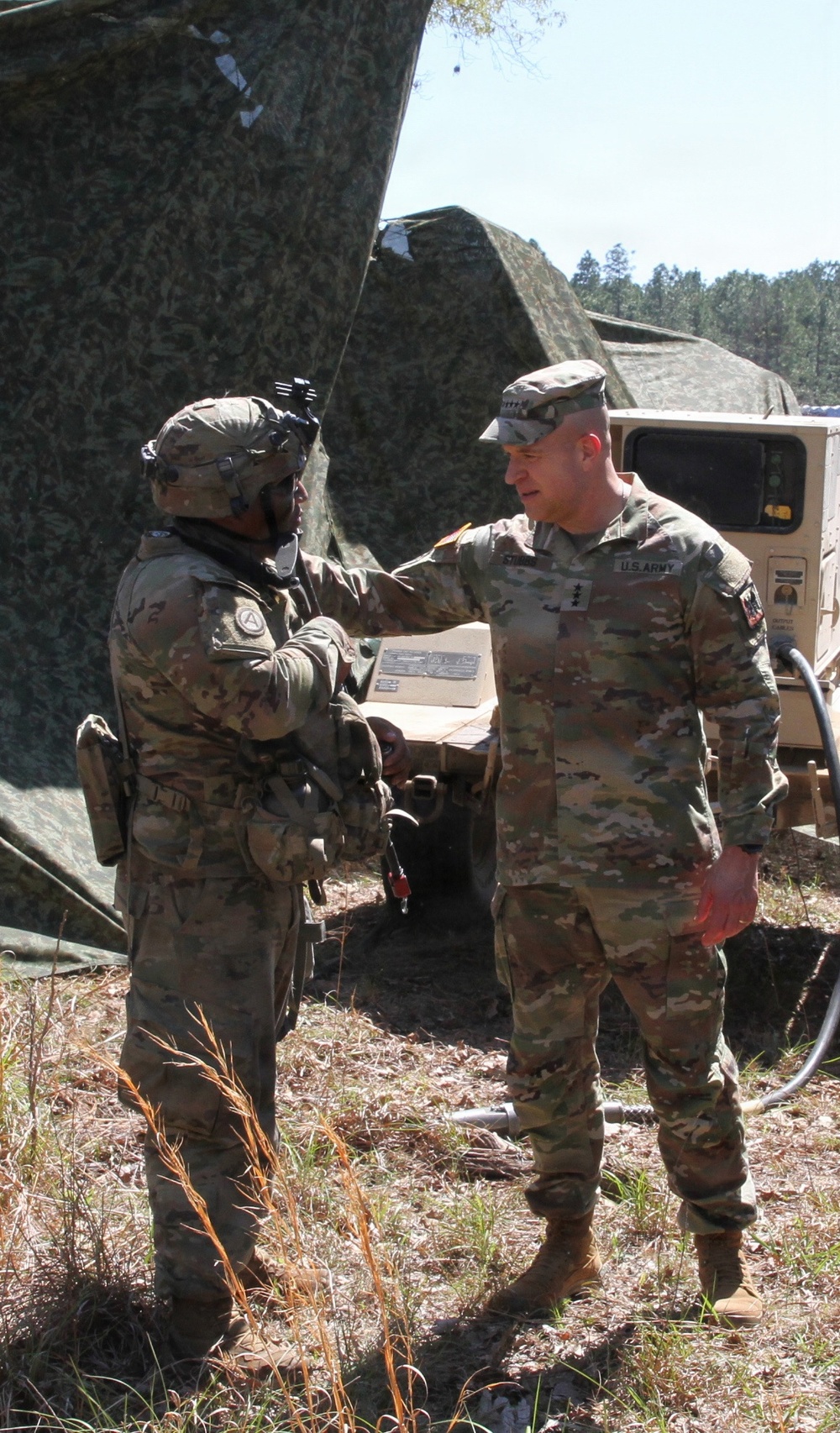Director Stubbs and Maj. Gen. Haas visit 3-265 ADA at the Joint Readiness Training Center