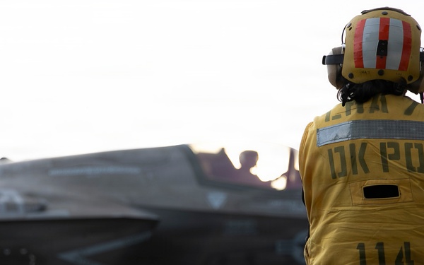 F-35s Take Off from the Flight Deck of USS Tripoli