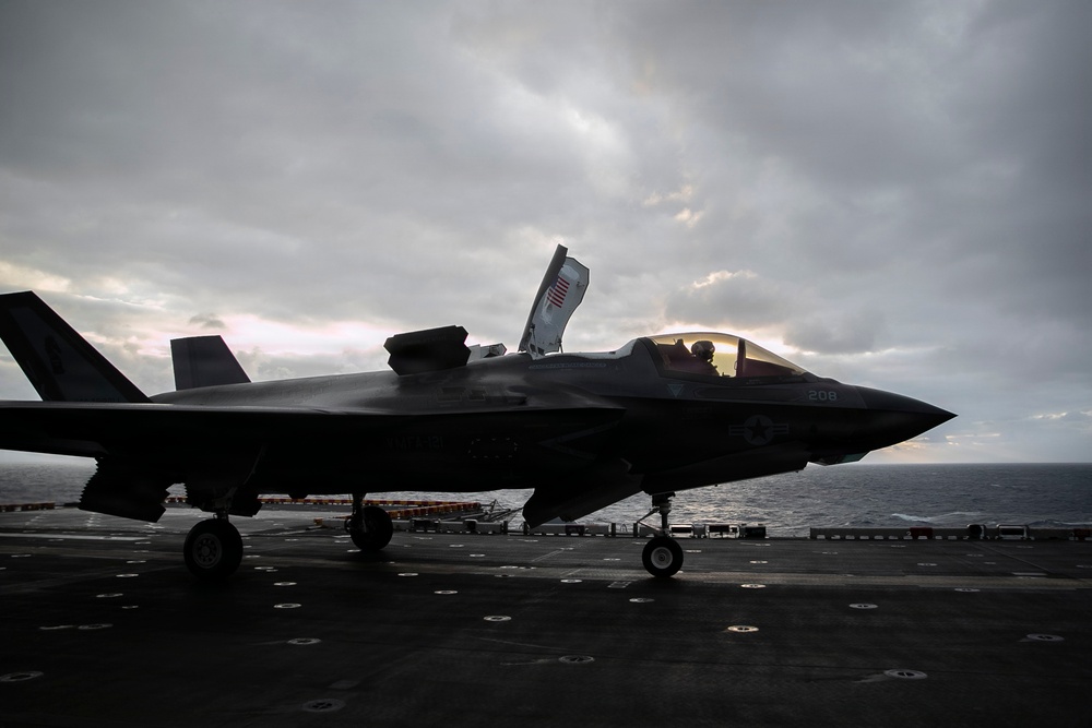 F-35s Take Off from the Flight Deck of USS Tripoli