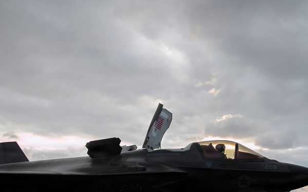 F-35s Take Off from the Flight Deck of USS Tripoli