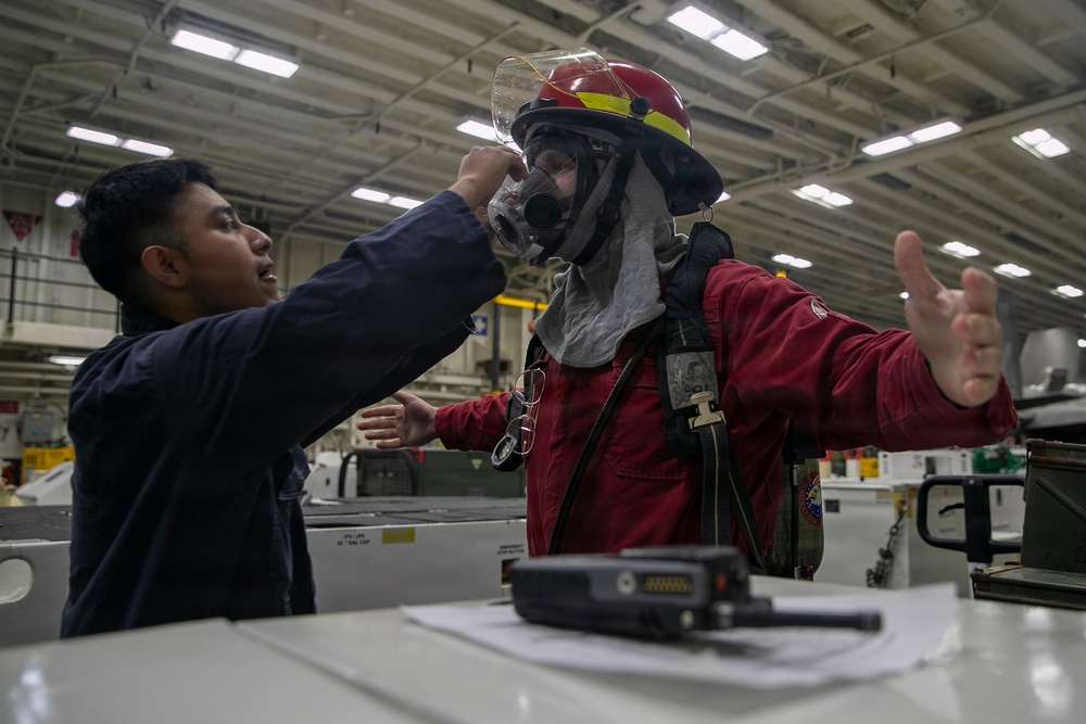 USS Tripoli Conducts Toxic Gas Drill