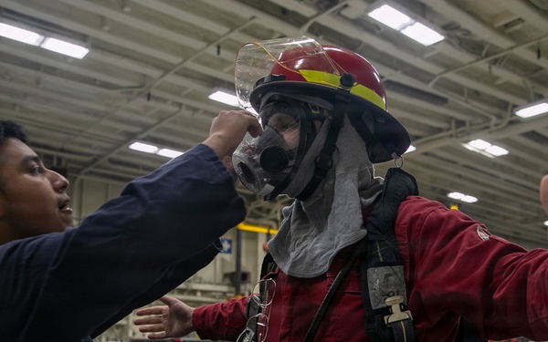 USS Tripoli Conducts Toxic Gas Drill
