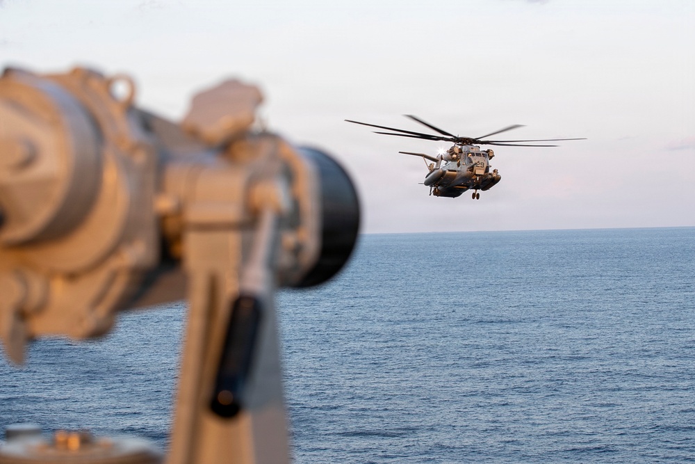 USS Tripoli Conducts Flight Operations with CH-53 Super Stallion