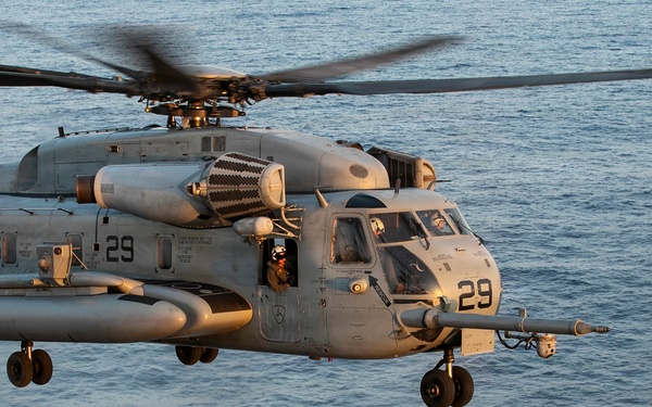 USS Tripoli Conducts Flight Operations with CH-53 Super Stallion