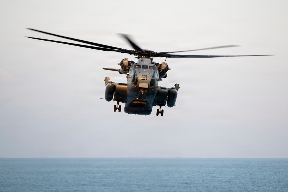 USS Tripoli Conducts Flight Operations with CH-53 Super Stallion
