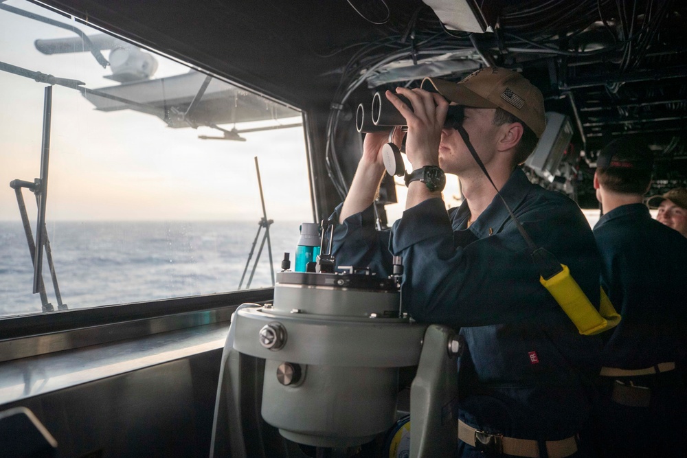 USS Tripoli Sailors Stand Watch at Sea