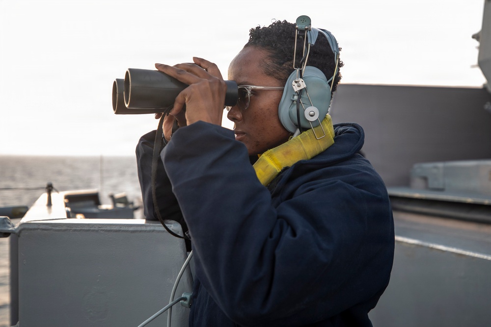 USS Tripoli Sailors Stand Watch at Sea