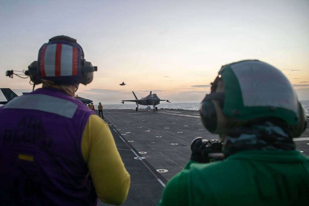 USS Tripoli Conducts Night Flight Operations