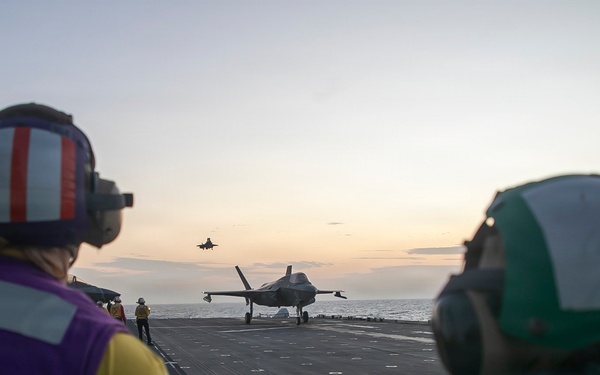 USS Tripoli Conducts Night Flight Operations