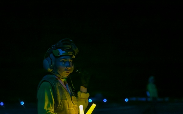 USS Tripoli Conducts Night Flight Operations