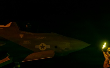 USS Tripoli Conducts Night Flight Operations