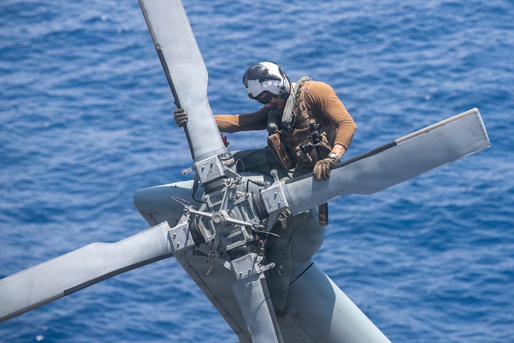 USS Tripoli Sailors Conducts Aircraft Maintenance