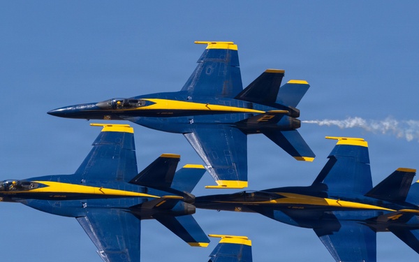 The U.S. Navy Blue Angels fly over Luke Air Force Base