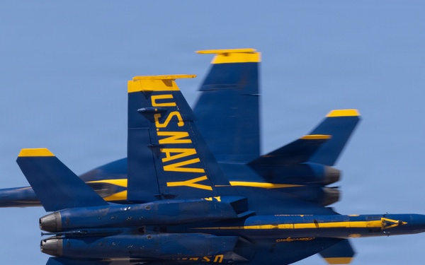 The U.S. Navy Blue Angels fly over Luke Air Force Base