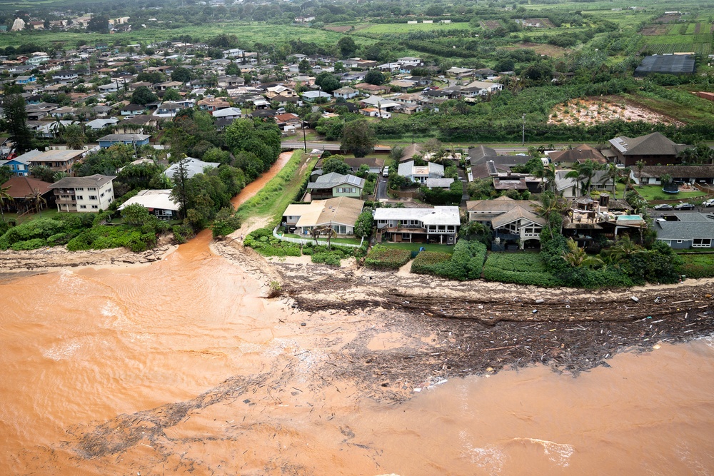 Coast Guard conducts overflights of impacted areas following flash floods on Oahu