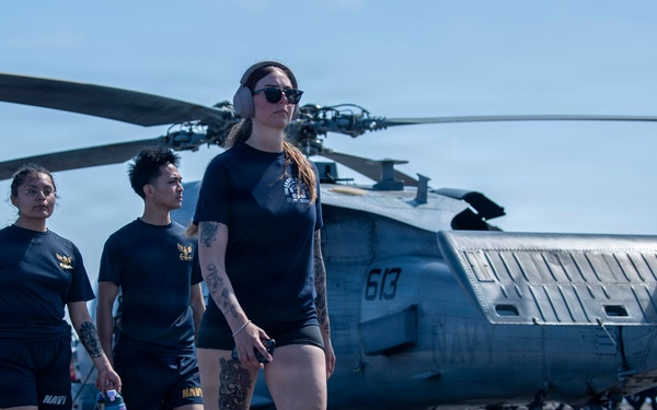 Nimitz Conducts PT on the Flight Deck