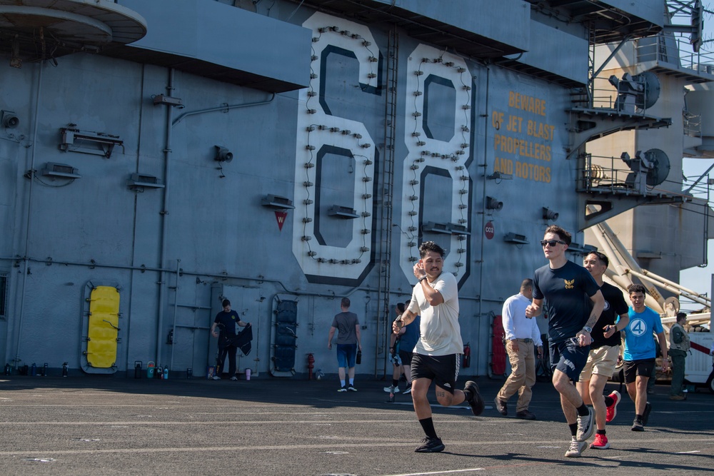 Nimitz Conducts PT on the Flight Deck