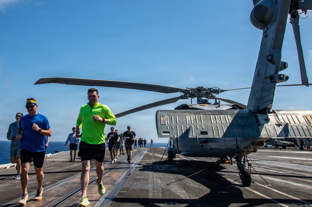 Nimitz Conducts PT on the Flight Deck