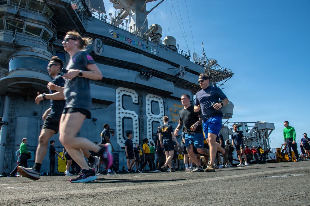 Nimitz Conducts PT on the Flight Deck