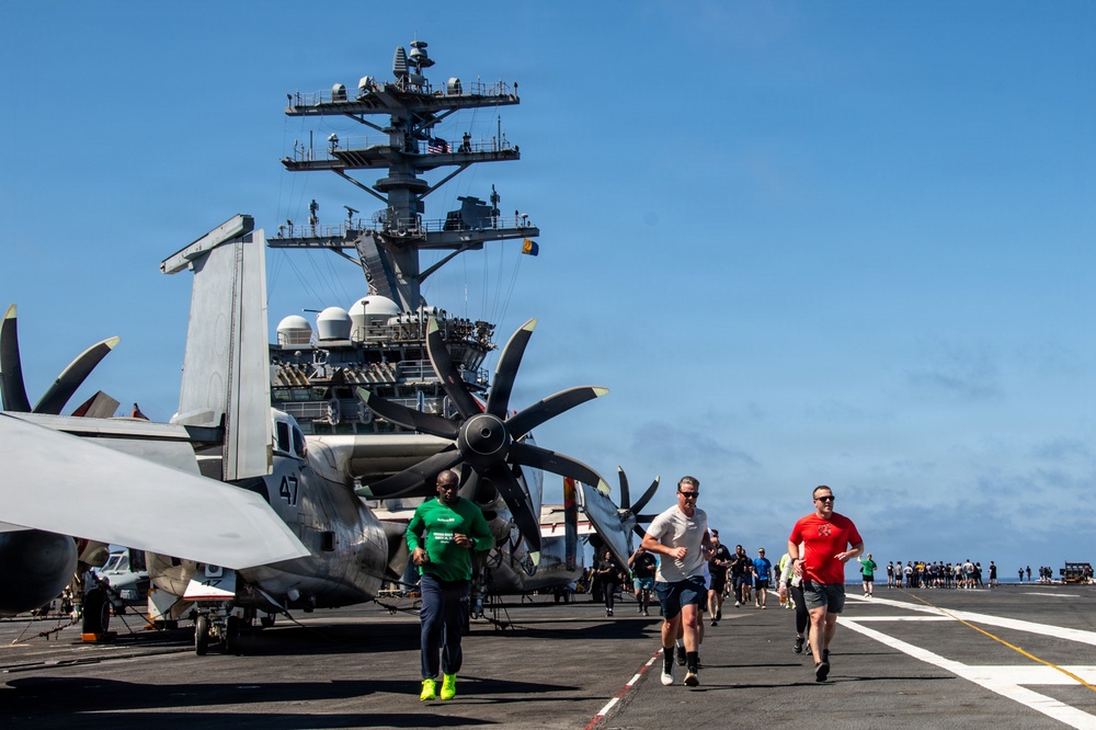 Nimitz Conducts PT on the Flight Deck