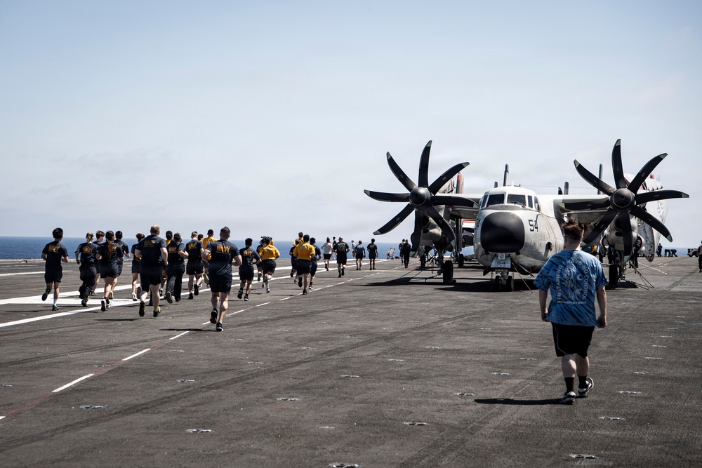 Nimitz Conducts PT on the Flight Deck