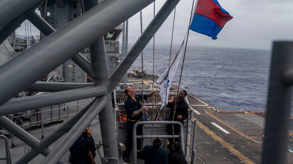 Signal Flags Hoist onboard USS Tripoli