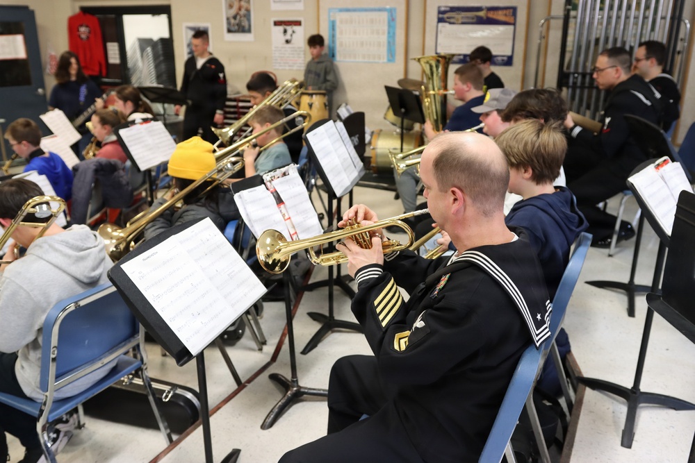 Navy Band Northeast performs and leads educational clinic at Hudson Memorial School