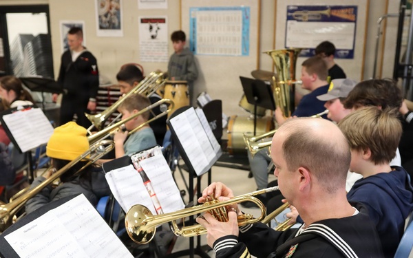 Navy Band Northeast performs and leads educational clinic at Hudson Memorial School