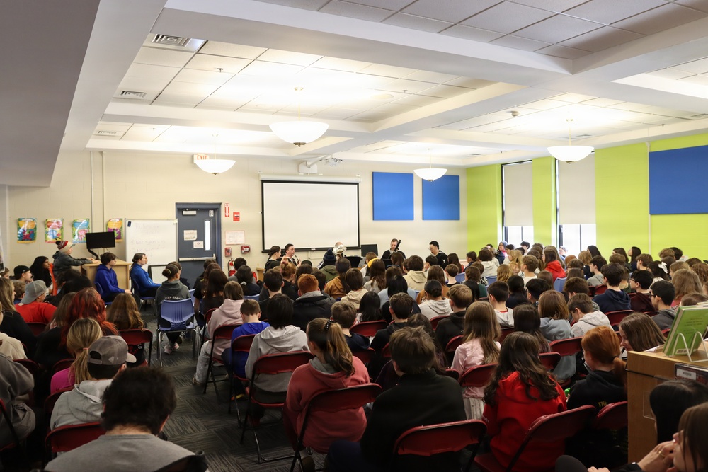 Navy Band Northeast performs and leads educational clinic at Hudson Memorial School