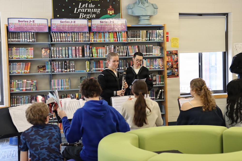 Navy Band Northeast performs and leads educational clinic at Hudson Memorial School