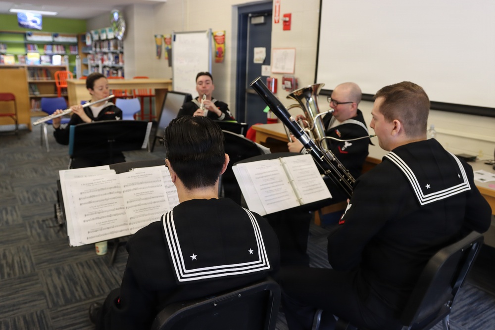 Navy Band Northeast performs and leads educational clinic at Hudson Memorial School
