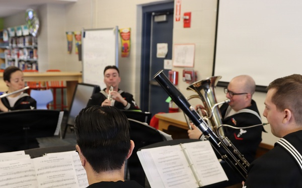 Navy Band Northeast performs and leads educational clinic at Hudson Memorial School