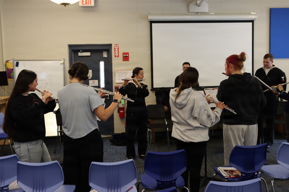 Navy Band Northeast performs and leads educational clinic at Hudson Memorial School